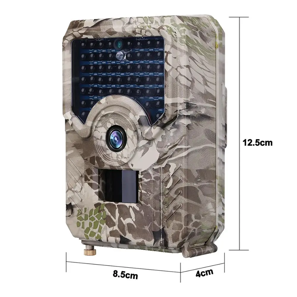12MP HD Camouflage Digital Trail Camera with 49pcs IR LED PIR Motion Sensor Run on 2pcs 18650 Batteries or DC5V Solar Power IP56 |