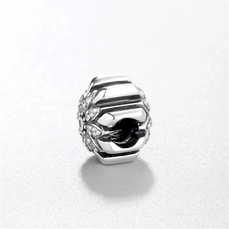925 Sterling-Silver-Jewelry CZ Flower beads Fit European Charm Bracelet For women's New Year Christmas Gift X448-50 | Украшения и