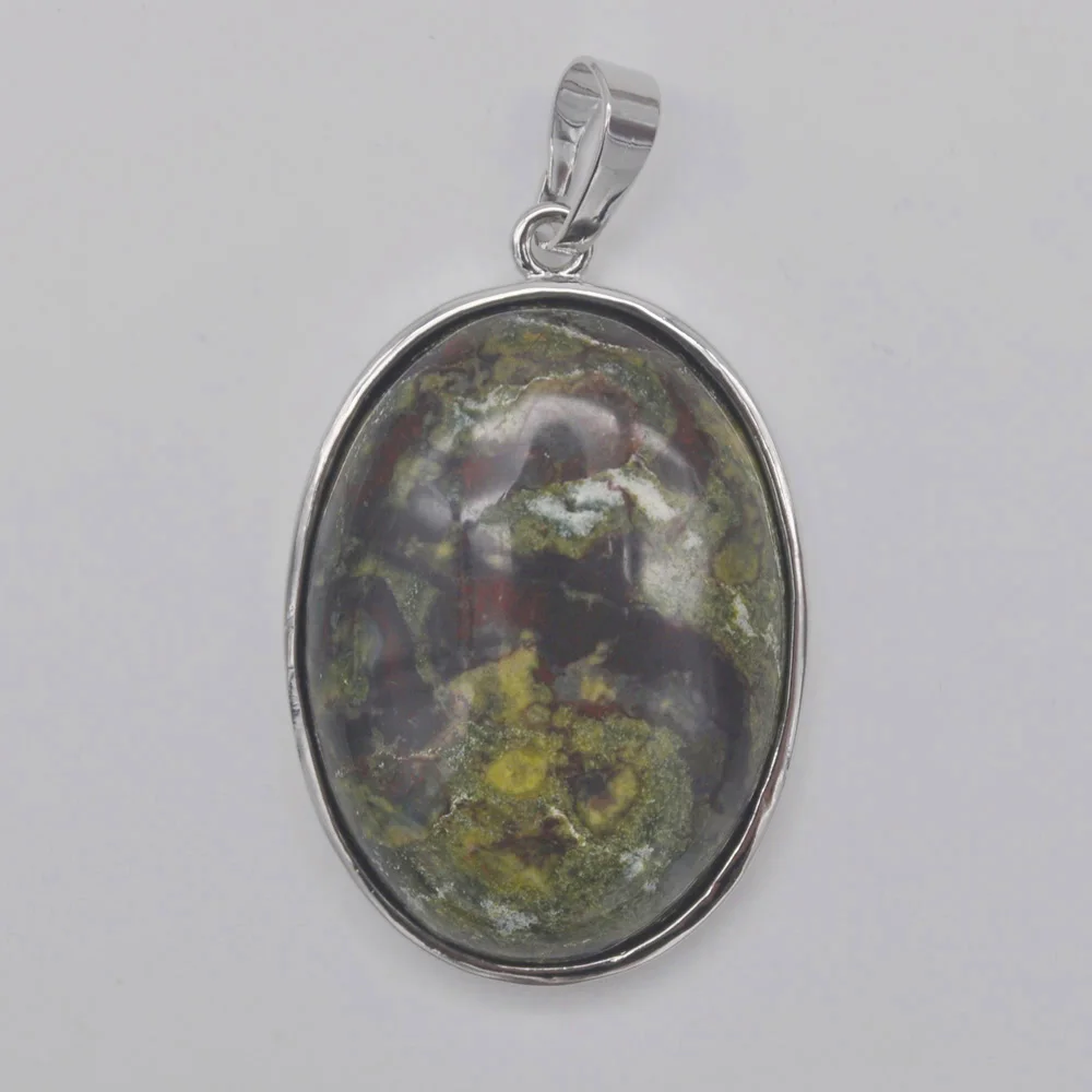 

Dragon Blood Stone Bead Oval Pendant Jewelry For Woman Gift S925