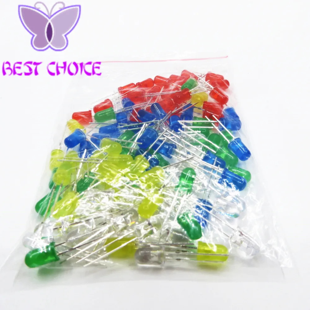 100 шт. 5 мм Светодиодные диодные лампы в ассортименте набор светодиосветодиодный