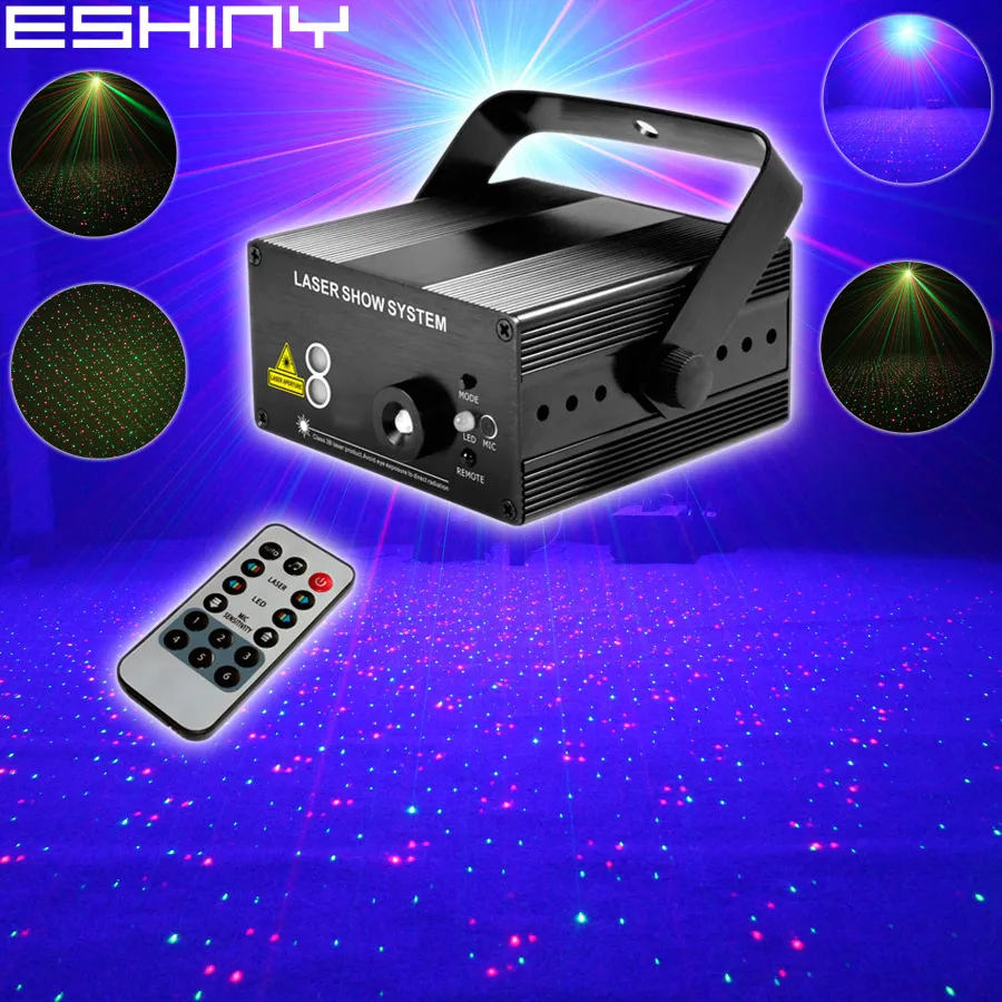 ESHINY R & G лазерный проектор с полным рисунком звезд Синяя светодиодная панель DJ
