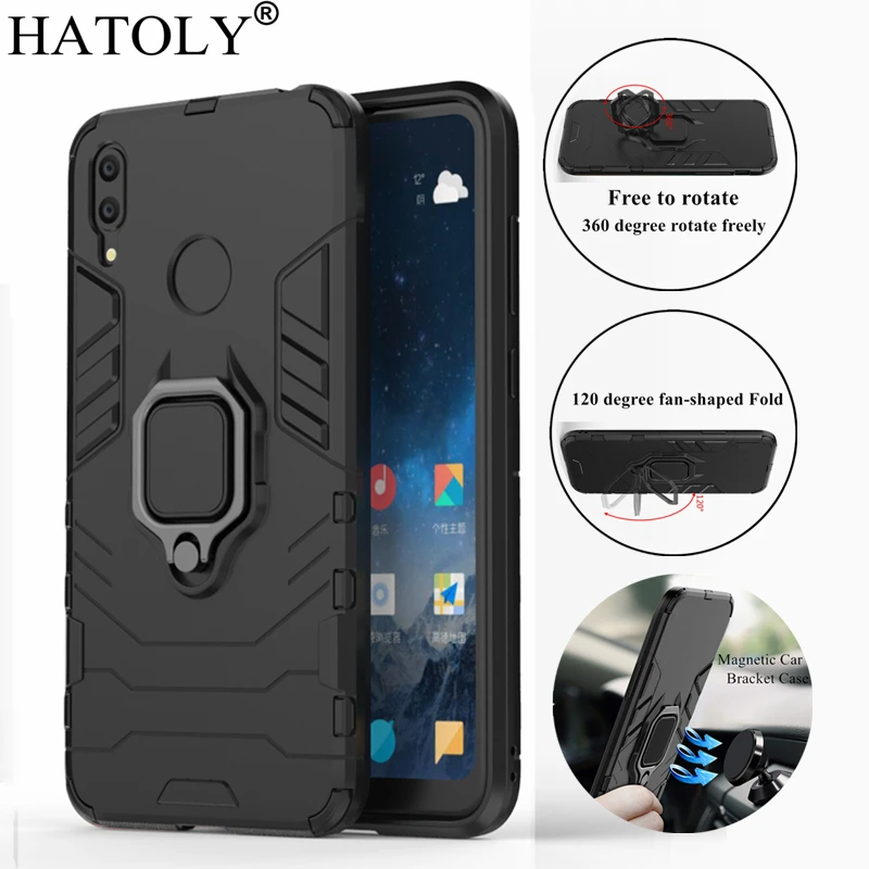 

Чехол для Huawei Y7 2019 Y7 Prime 2019, чехол с магнитным кольцом на присоске, Чехлы, силиконовый Жесткий армированный чехол для Huawei Y7 2019