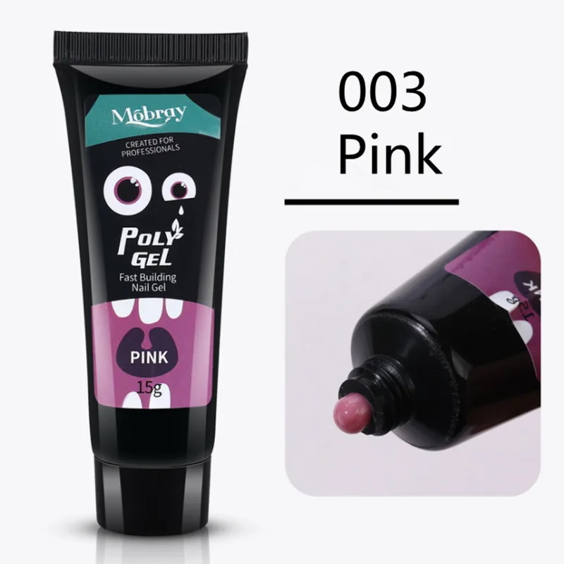 003 Pink 1 шт., 15 г, полигель-лак для замачивания, удлиненный, строительный, УФ, полигель, акриловый, геллак, камуфляж, маникюр, желе-лак для дизайна ногтей - Цвет: 003 Pink