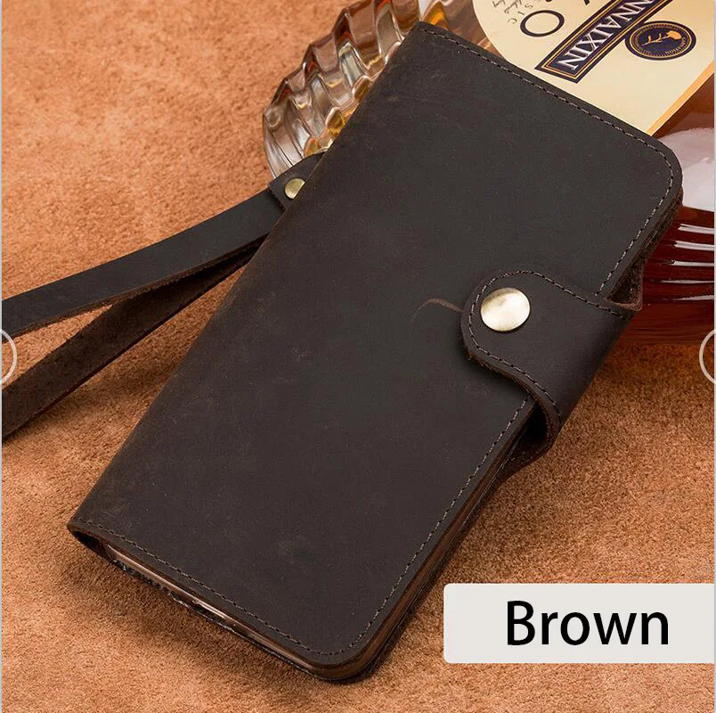 Brown Флип чехол для Huawei P9 P10 P20 Lite mate 9 10 20 lite Pro Чехол Ретро Crazy чехол в виде лошади для Honor 7X8X9 10 lite P Smart Case - Цвет: Brown