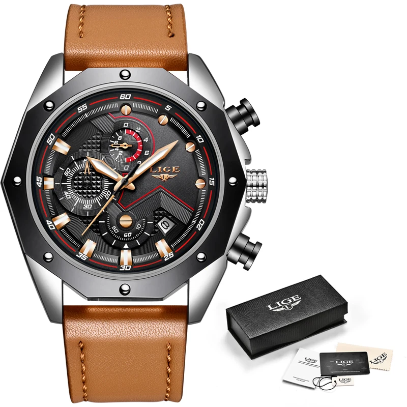 Relojes 2018 LIGE мужские часы Лидирующий бренд Роскошные водонепроницаемые кварцевые