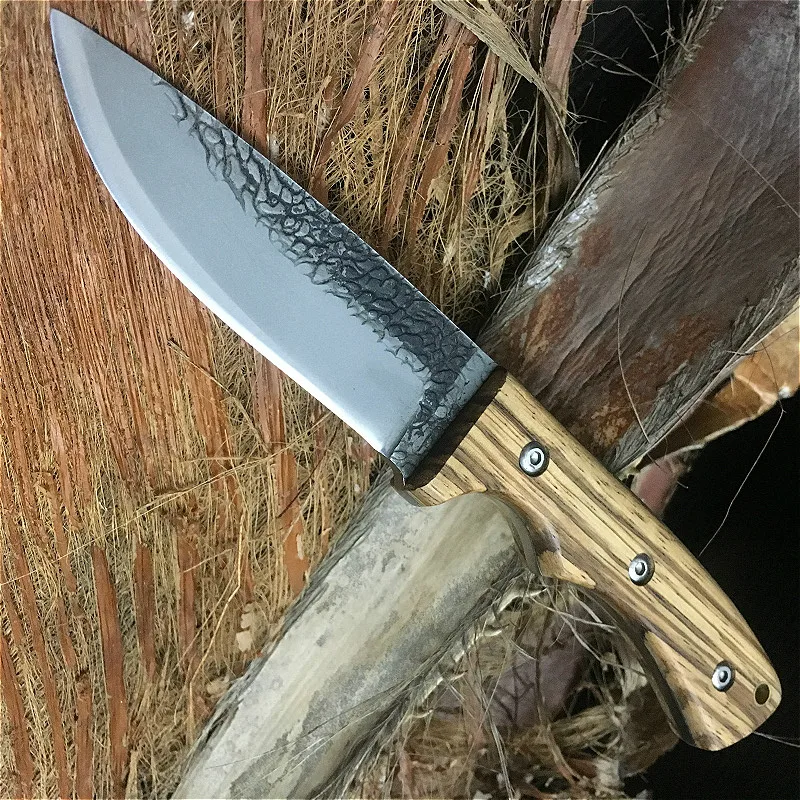 Стальной ручной ковочный нож AISI420 с деревянной ручкой 59HRC shadow охотничий