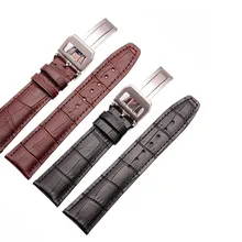 20mm 21mm 22mm Alligator Pattern New Men Black Genuine Leather Watch Band Strap Bracelets Deployment