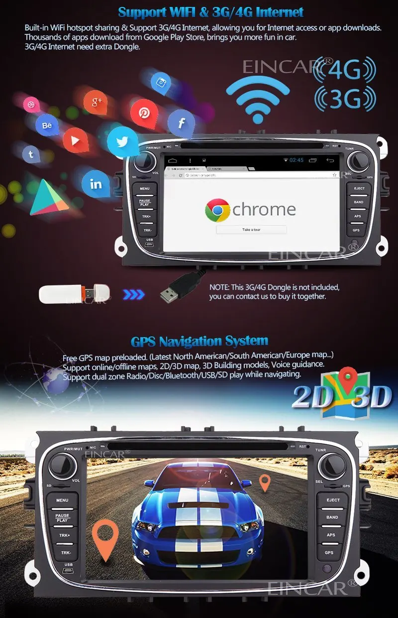 Бесплатная камера Android 5 1 для FORD Focus/S MAX/Mondeo/автомобильный DVD игрок двойной din SD Wi Fi
