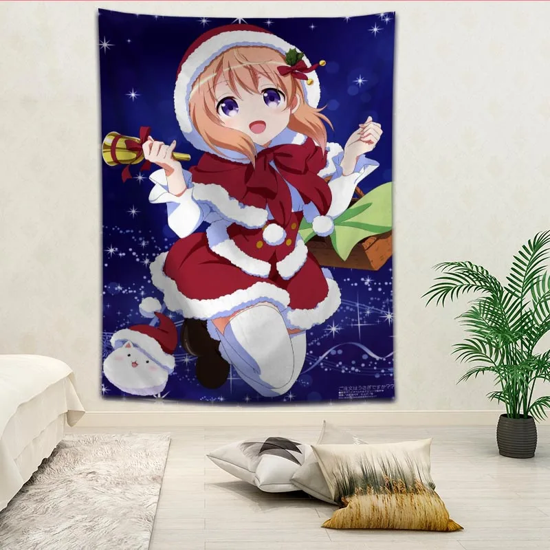

New Arrival Christmas Anime Tapestry Hanging Blanket background wall bedroom Home Art Tapestries Decor Customize your image