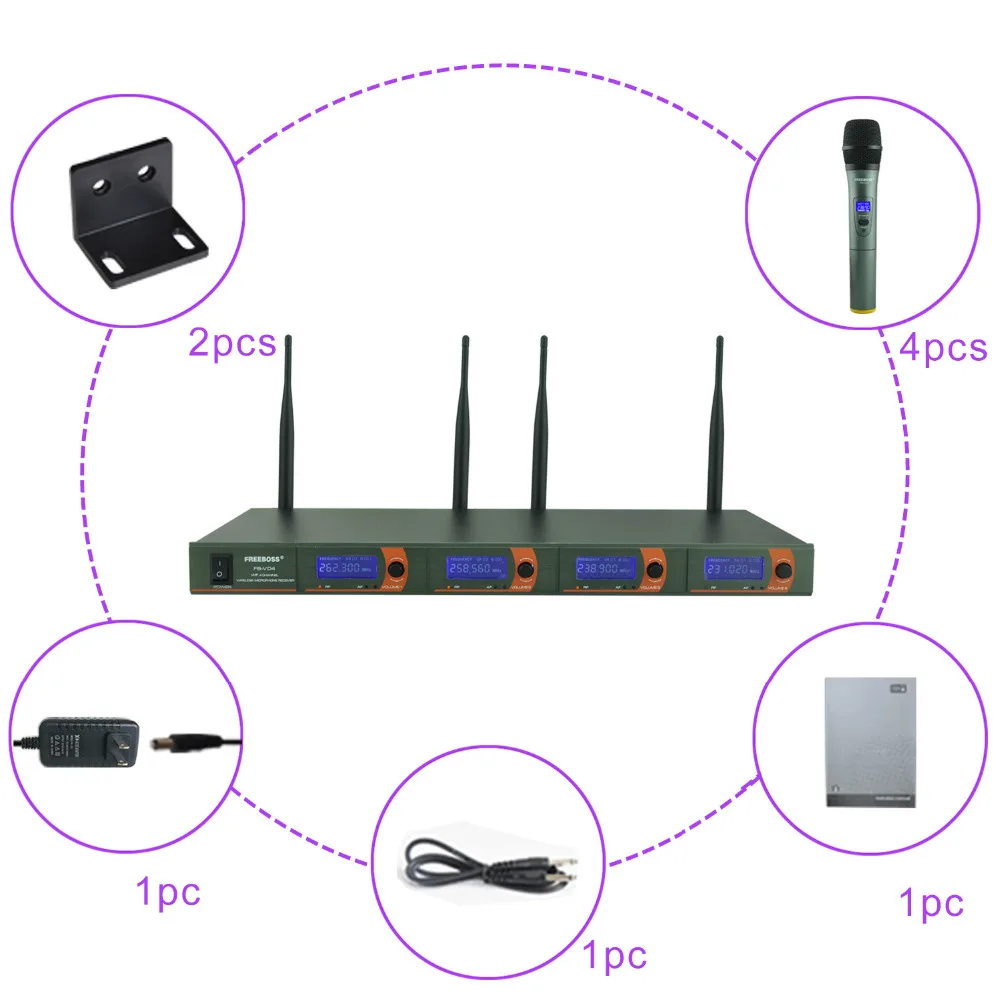 FREEBOSS FB V04 профессиональные микрофоны VHF KTV вечерние 4 Ручной беспроводной микрофон