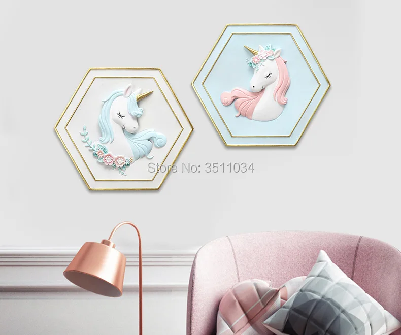

Nordic creative home dream Unicorn hanging girl heart wall hanging decor kids living room wall decoration pendant murals