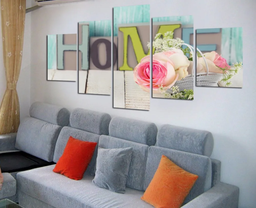 

Beautiful Flower Home Letter Canvas Painting Living Room Kitchen Adornment Home Decoration Art Background Wall Gift Poster