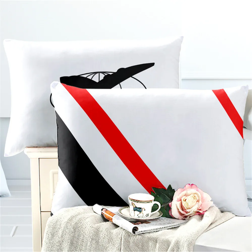 

Kids Toy Airplane Bedding Set Cartoon Style Duvet Cover Set Red Black Patchwork Bedclothes Festival Gift Bed Cover 3Pcs D40