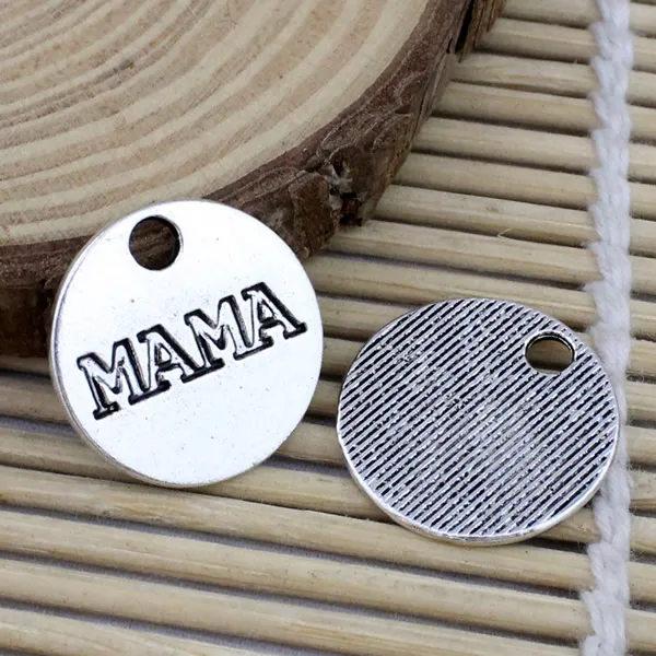 

20pcs/lot Fashion Metal Zinc Alloy Silver Tone AMAM Charm Pendant For Necklace DIY Jewelry Making Accessories 20mm K04352