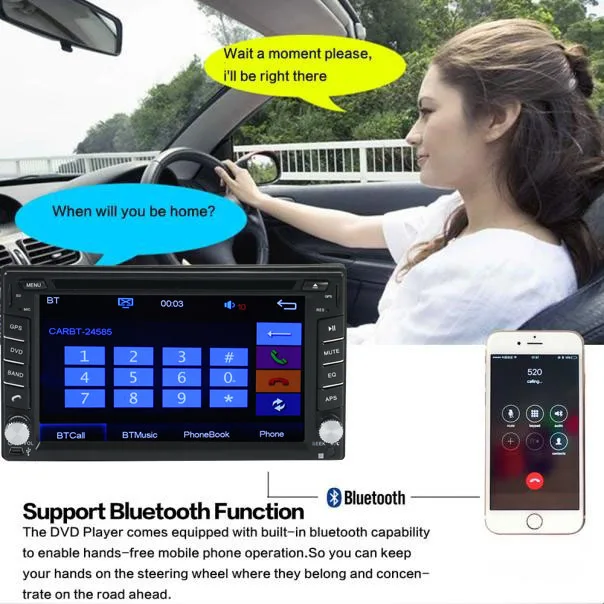 2 Din GPS 6 ''автомобильный DVD плеер Видео Стерео BT стерео радио CD MP3 MP4 с