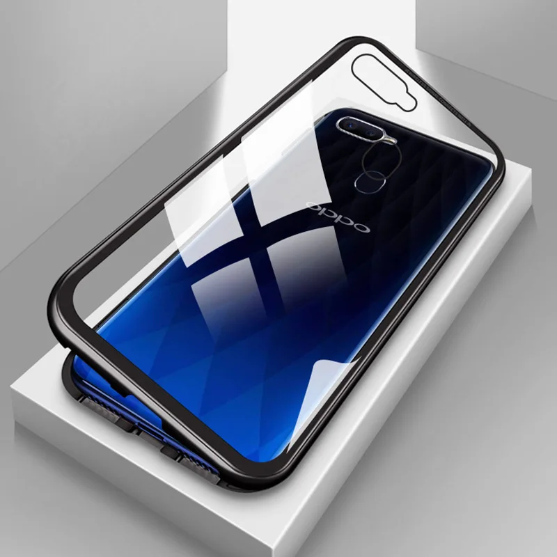 Chyi Магнитный чехол для oppo f9 f7 rx17 pro a3s прозрачный из закаленного стекла задней