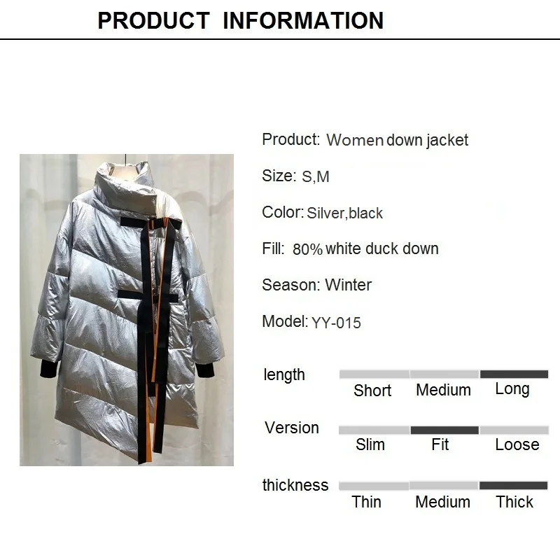 Женский пуховик с воротником хомутом серебристо черный длинный парка женская