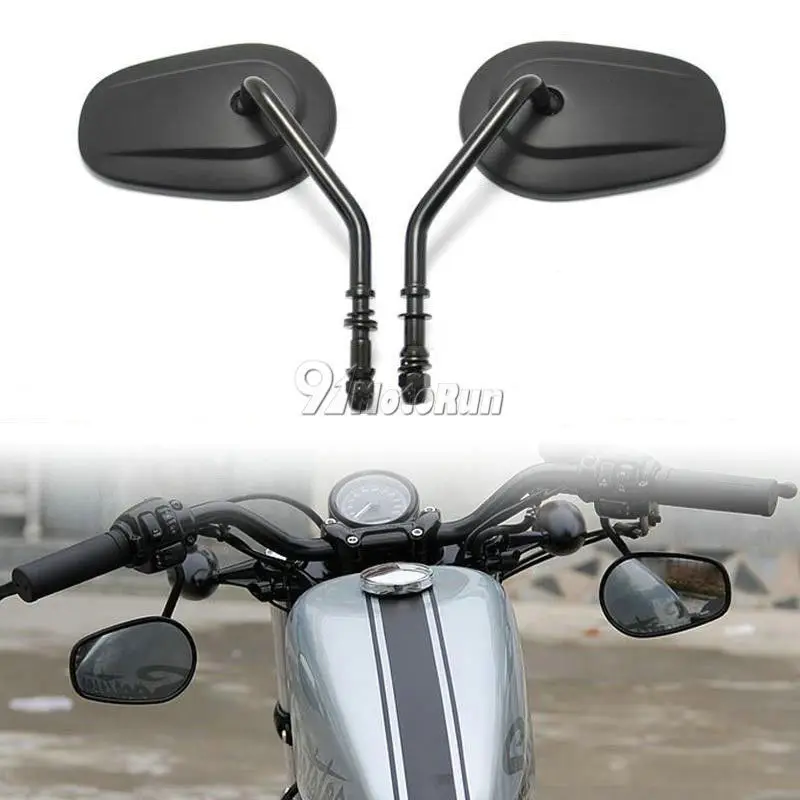 Черные конические каплевидные зеркала заднего вида для Harley Davidson Cruiser Chopper Custom XL883 Street Bob Touring
