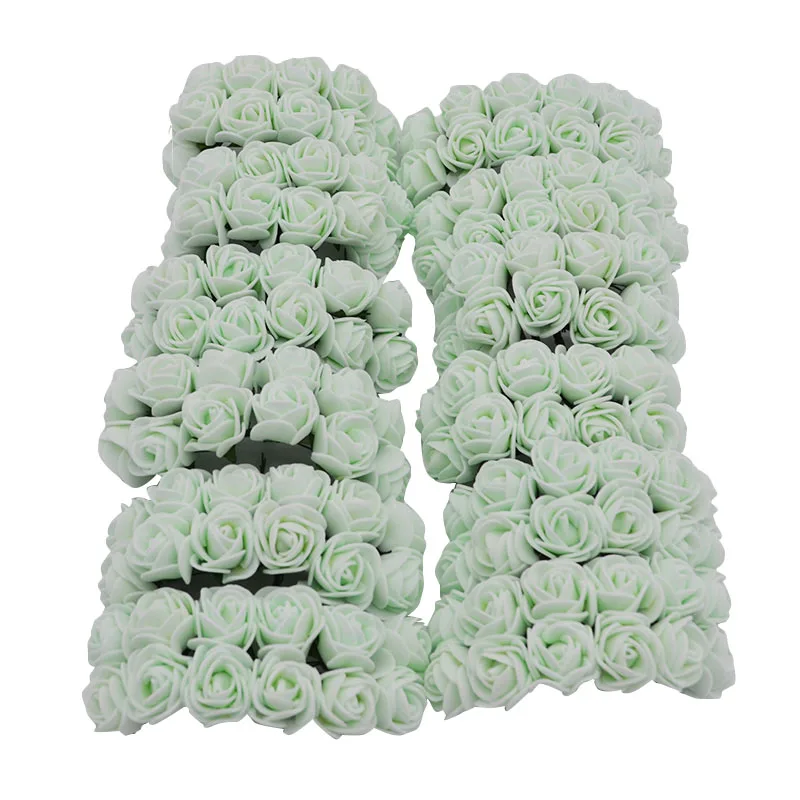 Light green 144 шт пенный плюшевый мишка, роза, украшение из ПЭ пены, голова розы, искусственные цветы, изготовленные вручную свадебные украшения, скрапбукинг, Подарочная коробка, сделай сам, венок - Цвет: Light green