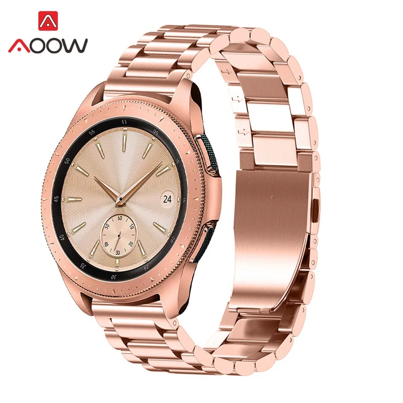 

AOOW 3 Pointer Stainless Steel Watchband for Samsung Galaxy Watch 42mm 46mm Version Metal Strap Band for SM-R800 SM-R180