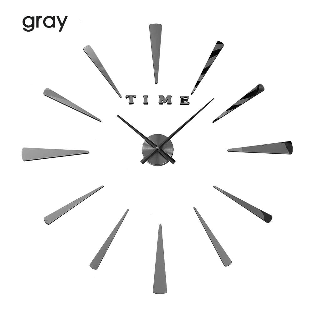wall clock gray Светящиеся 3d Большой акриловый круг зеркальные настенные часы короткие diy кварцевые часы натюрморт часы украшение для дома наклейки для гостиной - Цвет: wall clock gray