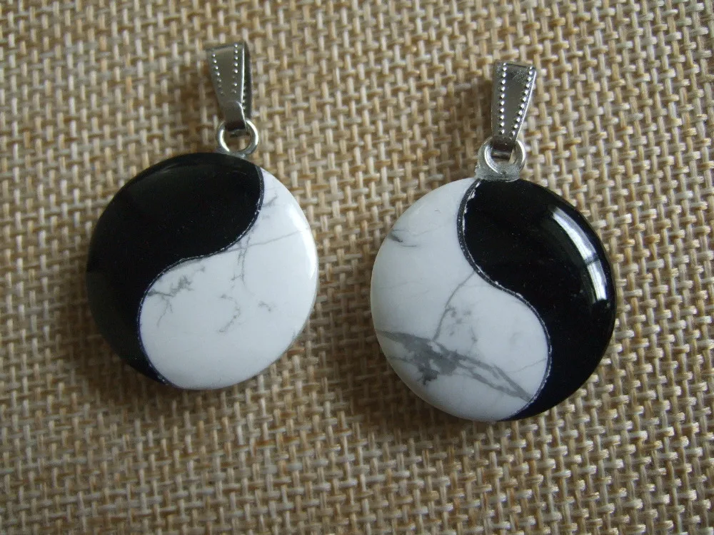 1 шт 25 мм круглый натуральный камень подвеска Yin Yang Tai Chi Fengshui мм|stone pendant|natural stone