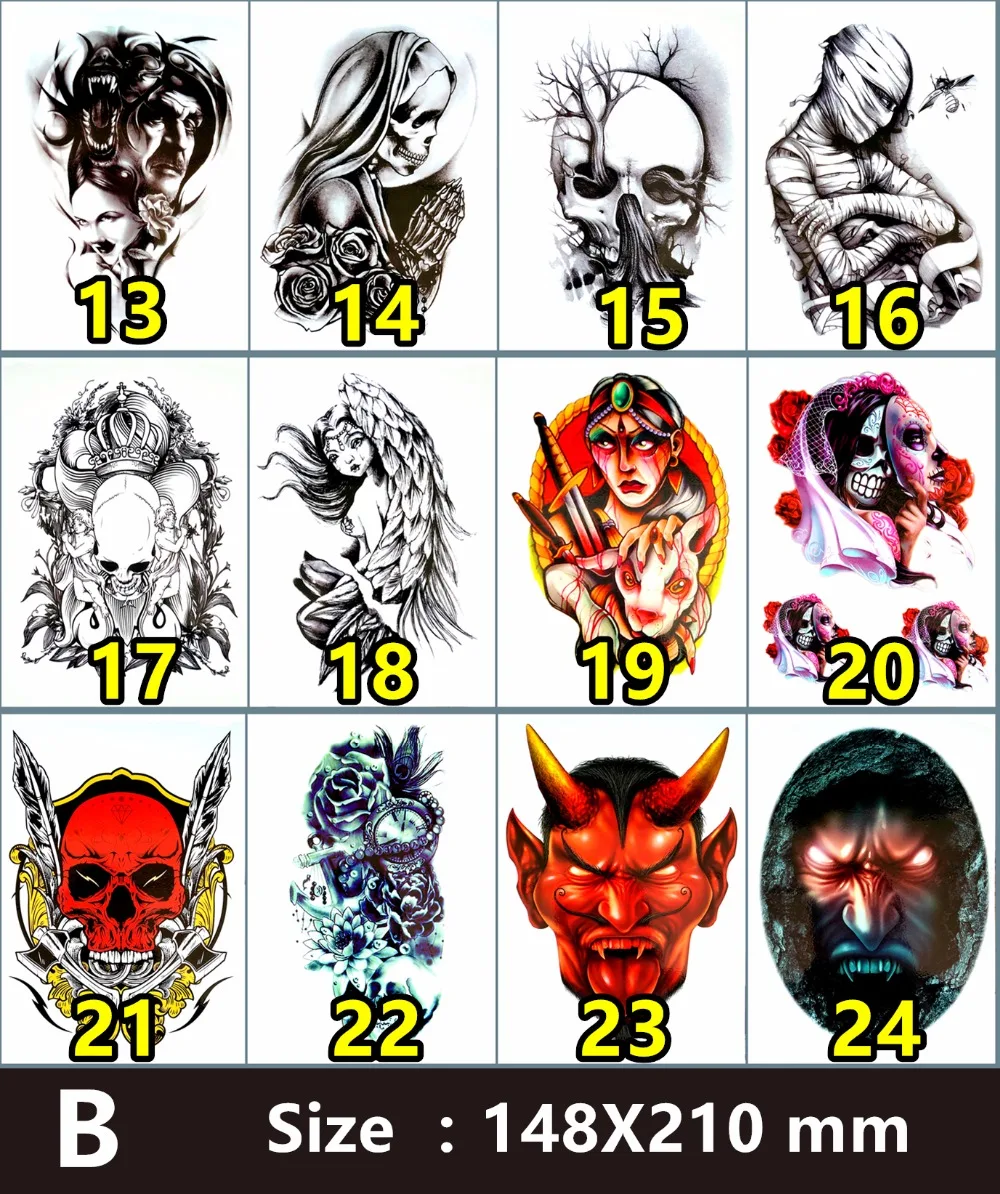 SHNAPIGN красный череп временная татуировка боди-арт вспышка наклейка s 12*20 см