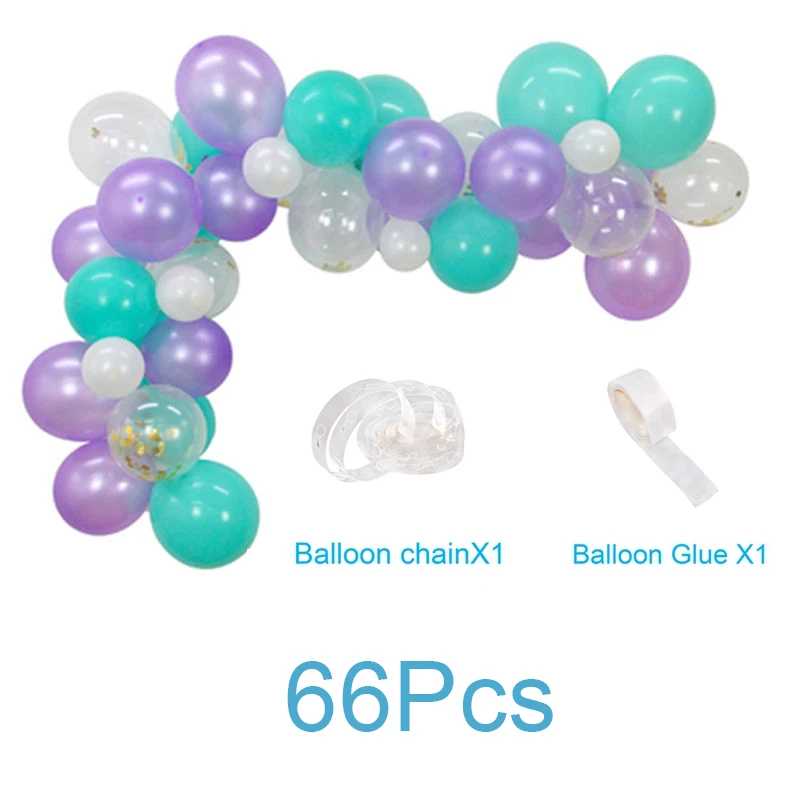 66Pcs balloons Вечерние украшения в виде рыбной сетки в виде русалки, вечерние украшения в виде рыбки на день рождения, Детские воздушные шары в виде русалки для девочек - Цвет: 66Pcs balloons