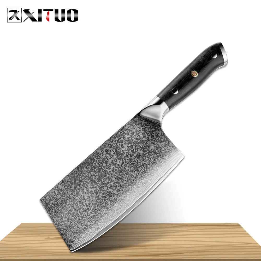 7inch cleaver knifeB XITUO дамасский нож шеф-повара набор кухонных ножей для резки мяса Sankotu Практичный Нож Для Резки костей японский нож Gyuto Слива ручка для ногтей - Цвет: 7inch cleaver knifeB