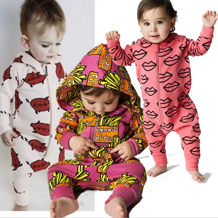 Детский хлопковый комбинезон с капюшоном длинным рукавом|newborn romper|baby jumpsuitrompers