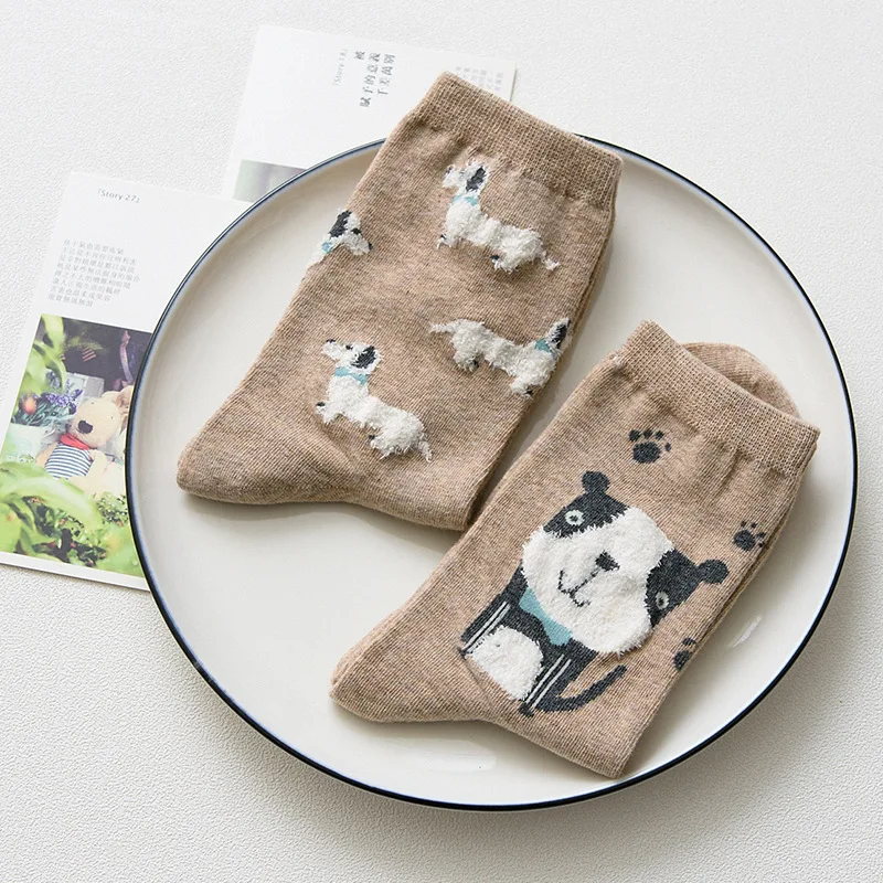 2 пара/лот милые модные хлопковые носки с длинными штапельными рисунками собак