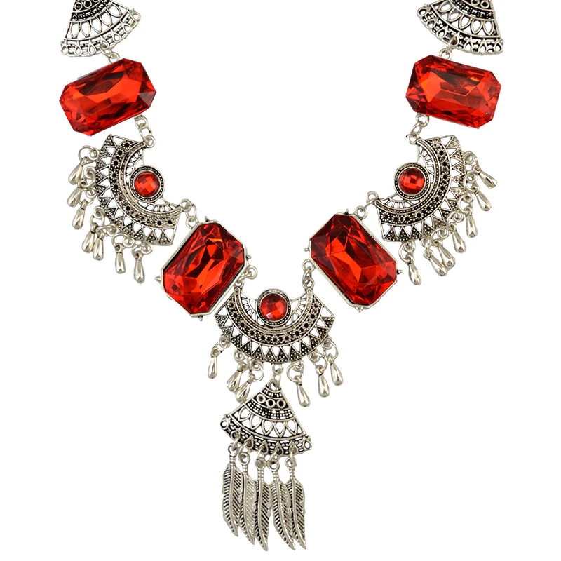 2016 чешский листья ожерелье серьги ювелирные комплект античная кристалл Tassl
