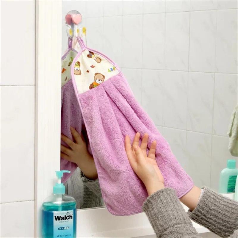 Коралловое бархатное мультяшное подвесное кухонное полотенце супер впитывающее