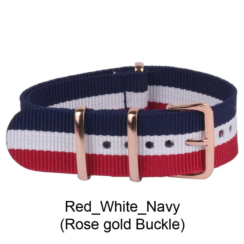 Red White Navy Купить 2 получить скидку 10%) Пряжка из розового золота 18 мм 20 мм 22 мм в полоску часы cambo армейские военные натовские тканевые нейлоновые Ремешки для наручных часов - Цвет ремешка: Red White Navy