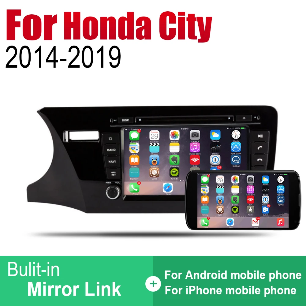 Android автомобильное радио стерео GPS навигация для Honda City 2014 ~ 2019 Bluetooth wifi 2din