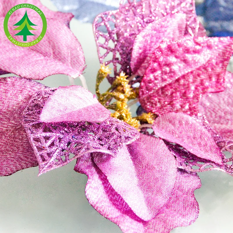 10PCS/LOT 22cm Christmas Flower Tinsel Decoration 4Color For Tree Party Weeding Hanging Pendants Ornaments |