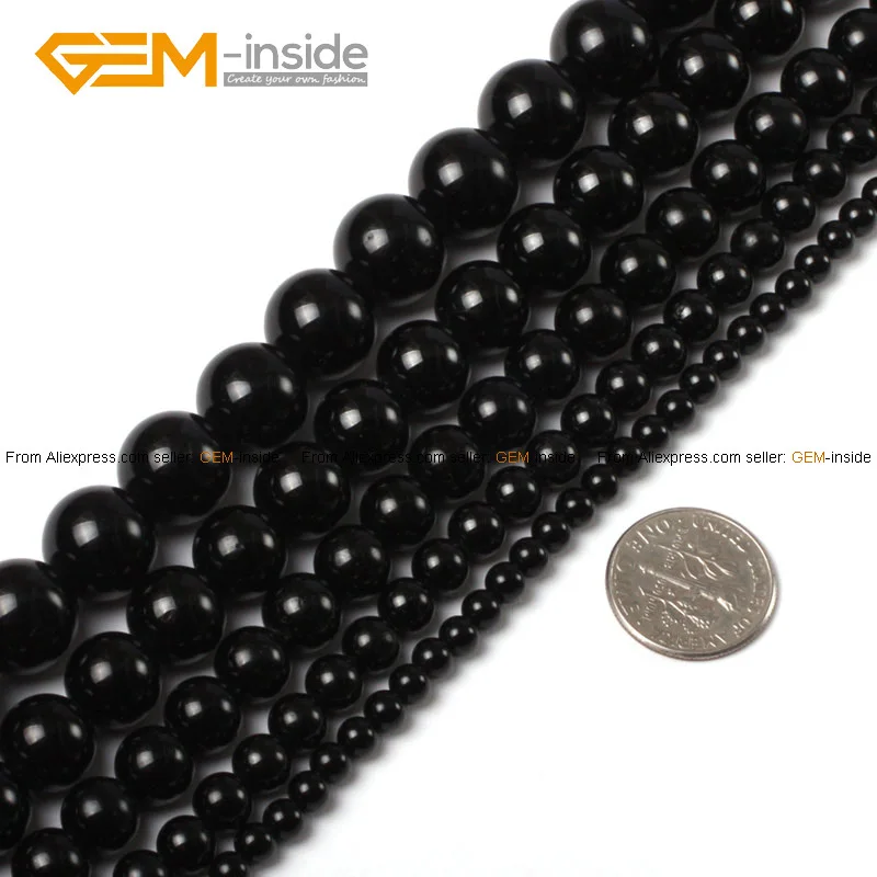 Бусины с натуральным камнем 4-12 мм круглые черные турмалиновые бусины для