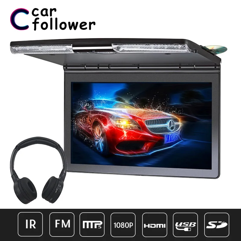 17 3 дюйма крепление на крышу 1920x1080 MP5 откидной монитор DVD плеер с ИК FM передатчик HDMI