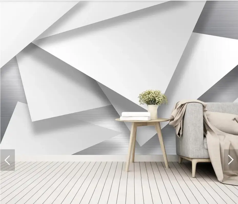 

3D Stereo Abstract Geometric Wallpaper Mural for Living Room TV Sofa Backdrop Wall Paper Contact Paper White Murals Customize