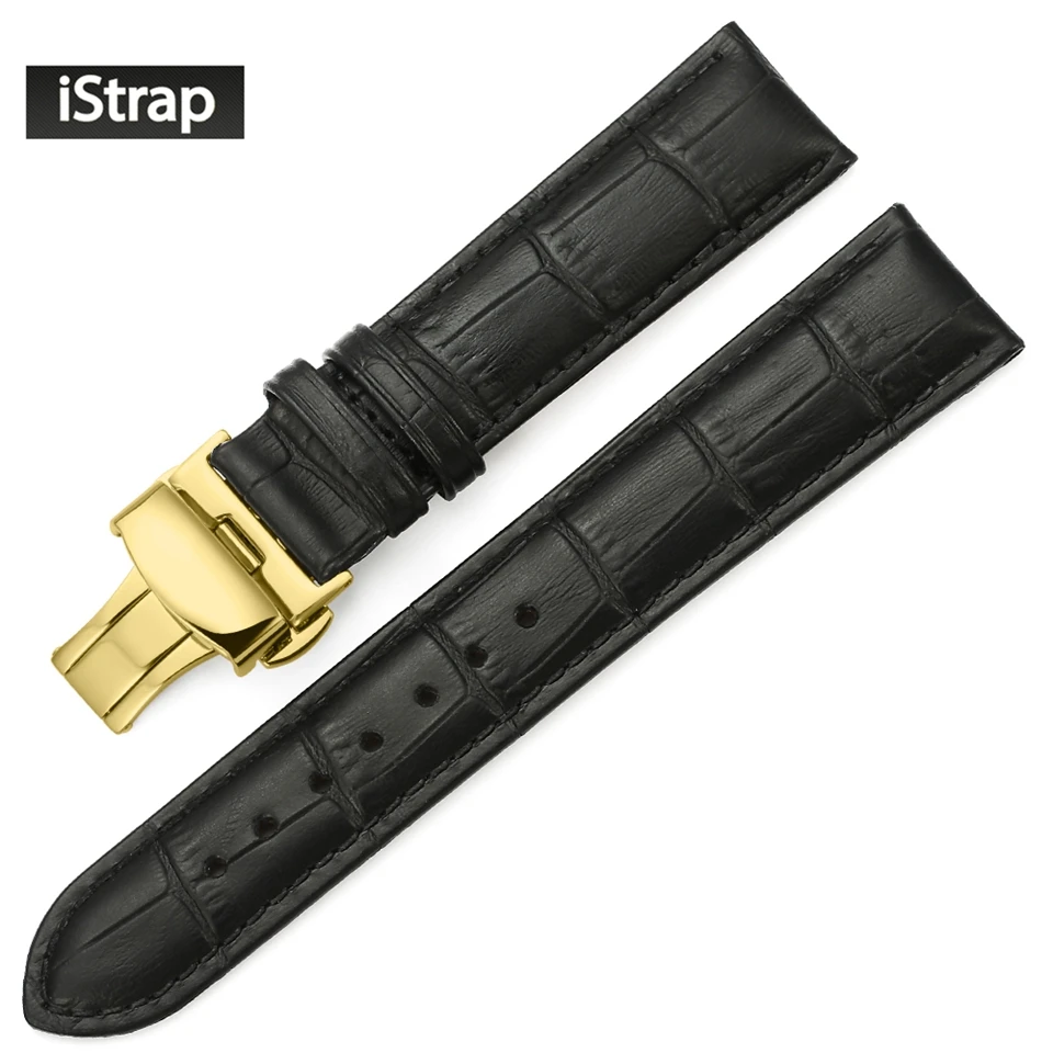 Ремешок iStrap 18 мм 19 20 21 22 24 ремешок из натуральной кожи с золотой Бабочкой Пряжка