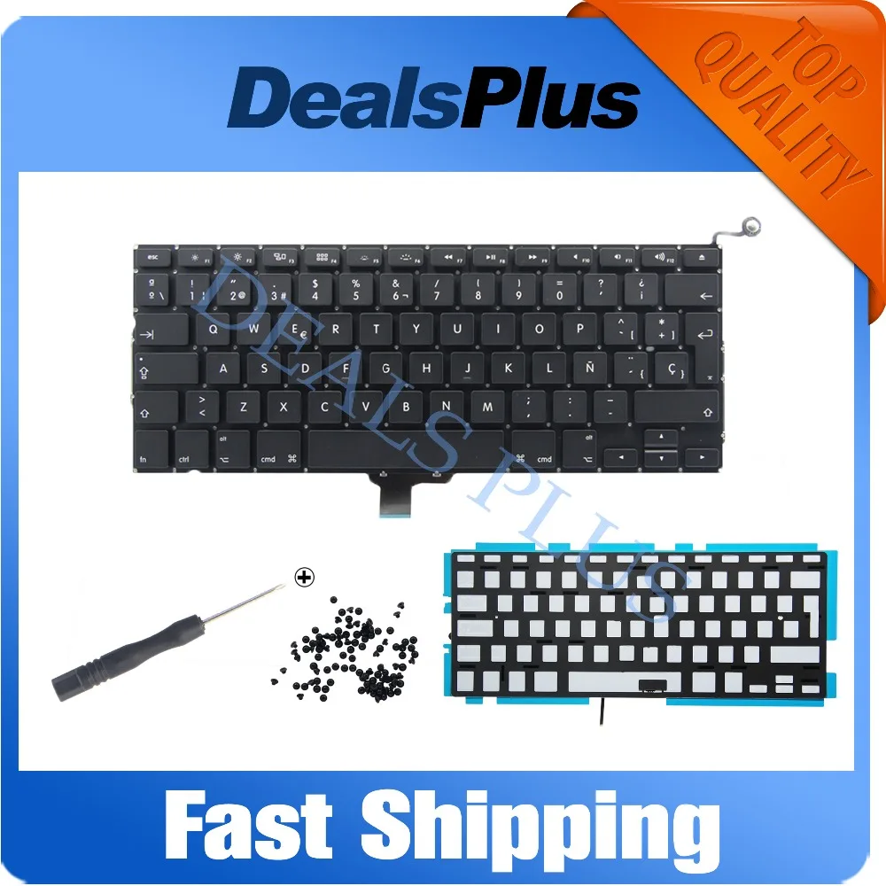 

New A1278 SP Spain Spanish Keyboard + Backlight + Screws For Macbook Pro 13" A1278 MB990 MC700 MD313 MD102 2009-2013 Year