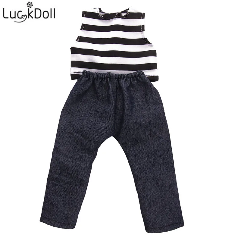 Топ Без Рукавов LUCKDOLL + джинсы для 18 дюймовых американских кукол и 43 см лучший