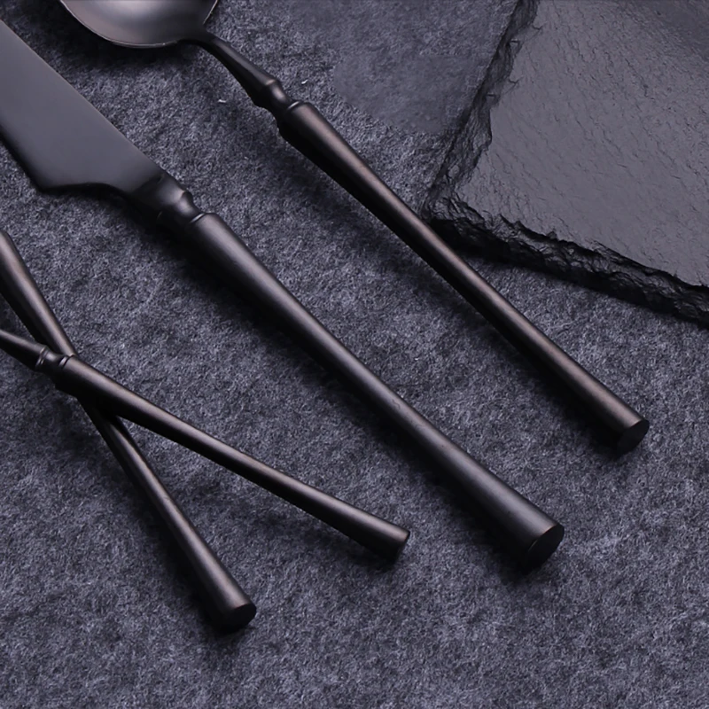 

Stainless Steel Dinnerware Black Cutlery set Metal Dinner Knife fork Teaspoon Christmas Gift Silverware Fruit Forks Steak knive