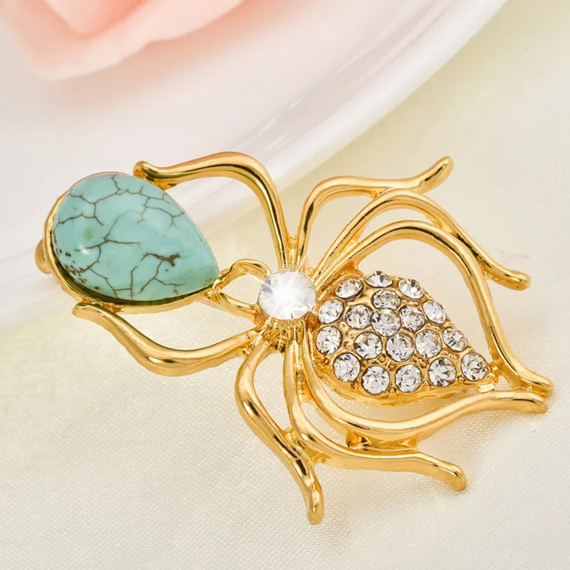 1 шт шикарная Женская Мужская брошь в форме паука сплав горный хрусталь материал