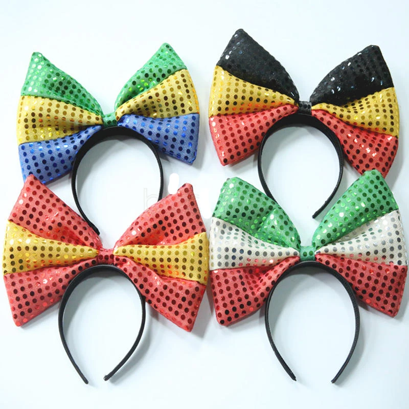 

headband big bow bowknot sequin fabric flag hoop United States hair stick