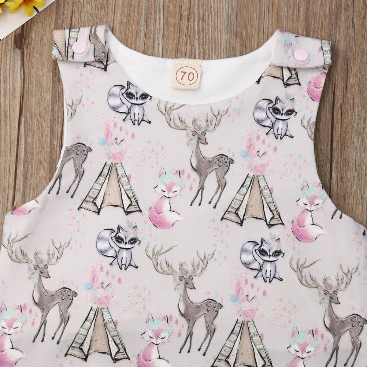 Новинка 2019 комбинезон без рукавов с принтом оленя и лисы для новорожденных