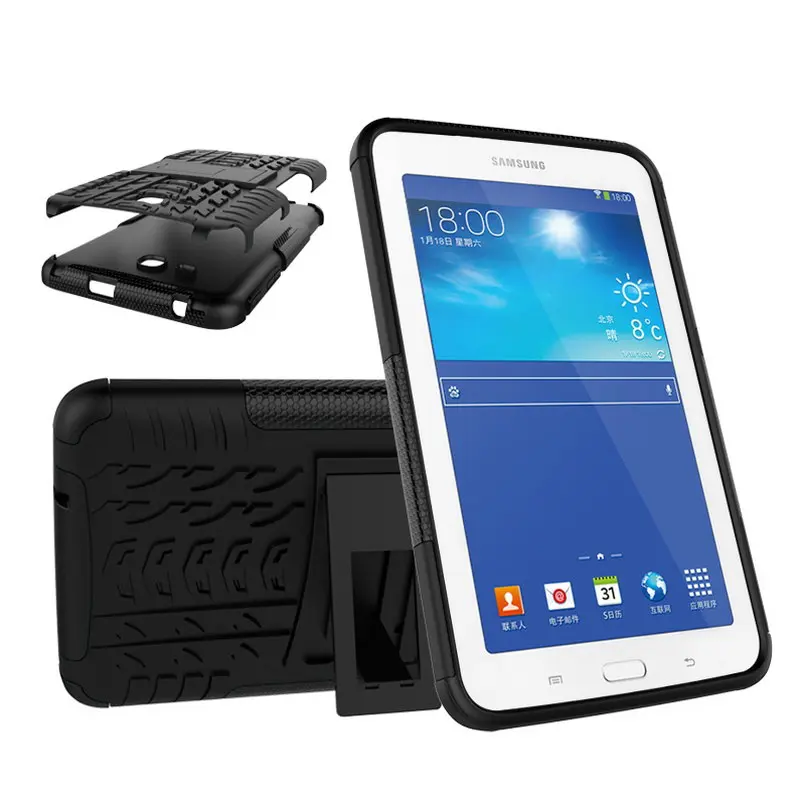 Black Чехол для планшета samsung Galaxy Tab 3 Lite 7,0 T110 TPU и PC чехол с рисунком шины для samsung SM-T111 T113 T116 Funda+ подарок - Цвет: Black