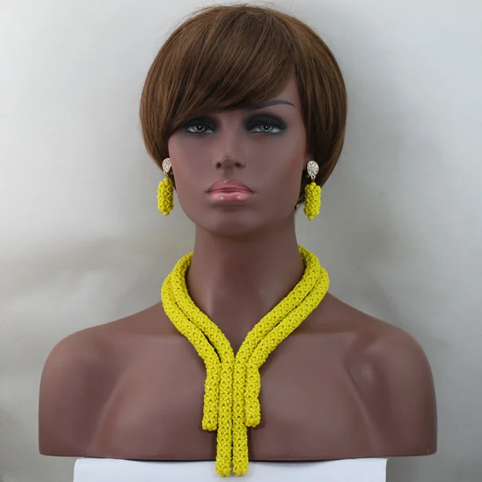 Массивный желтый костюм африканские Хрустальные Бусы Ювелирные наборы для