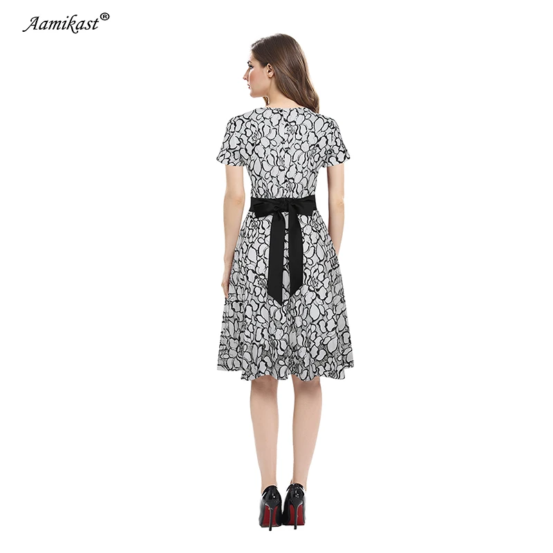 Женское элегантное цветочное кружевное платье-туника Aamikast с контрастным поясом