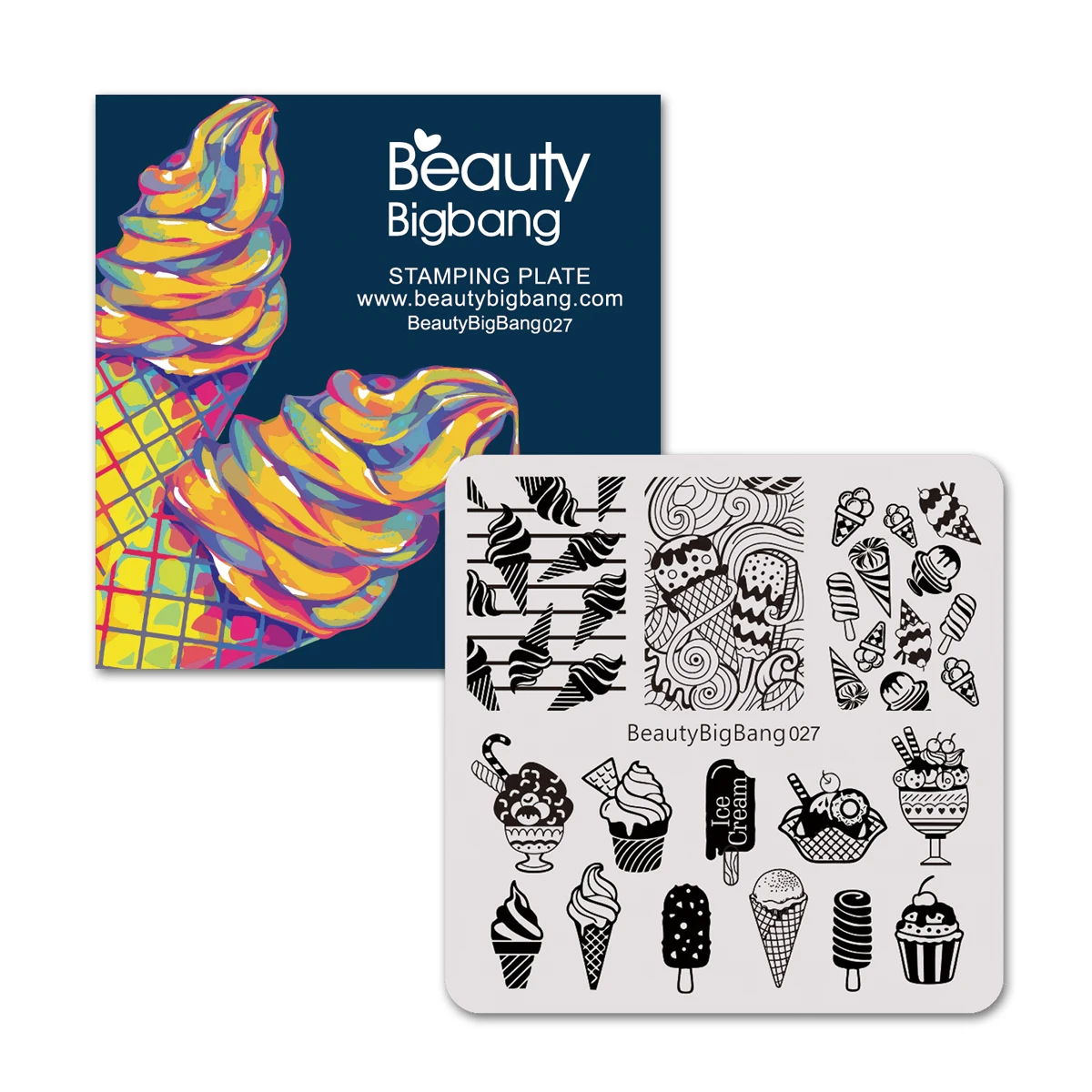 BeautyBigBang Гель Дизайн ногтей штамп шаблон Круглый квадратный гвоздь штамповки пластины Лето; мороженое шаблон ногтей искусство штамп